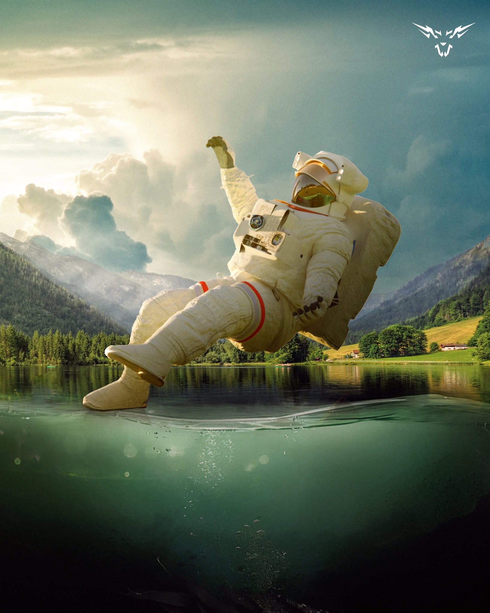 Astronaut Drift surreal poster